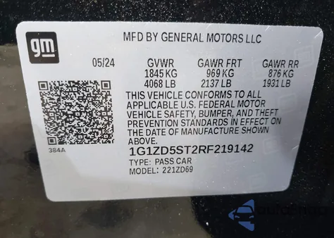 2024 Chevrolet Malibu Fwd 1Lt z USA, uszkodzony, nr VIN 1G1ZD5ST2RF219142